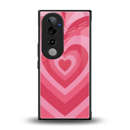 Y2K Pink Hearts back phone cover | glass case for vivo v40 pro