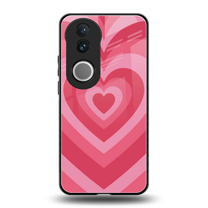 Y2K Pink Hearts back phone cover | glass case for vivo v50