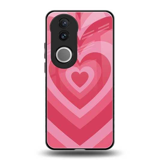 Y2K Pink Hearts back phone cover | glass case for vivo v50