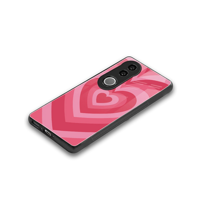 Y2K Pink Hearts stylish phone case for vivo v50 | glossy glass and slim fit