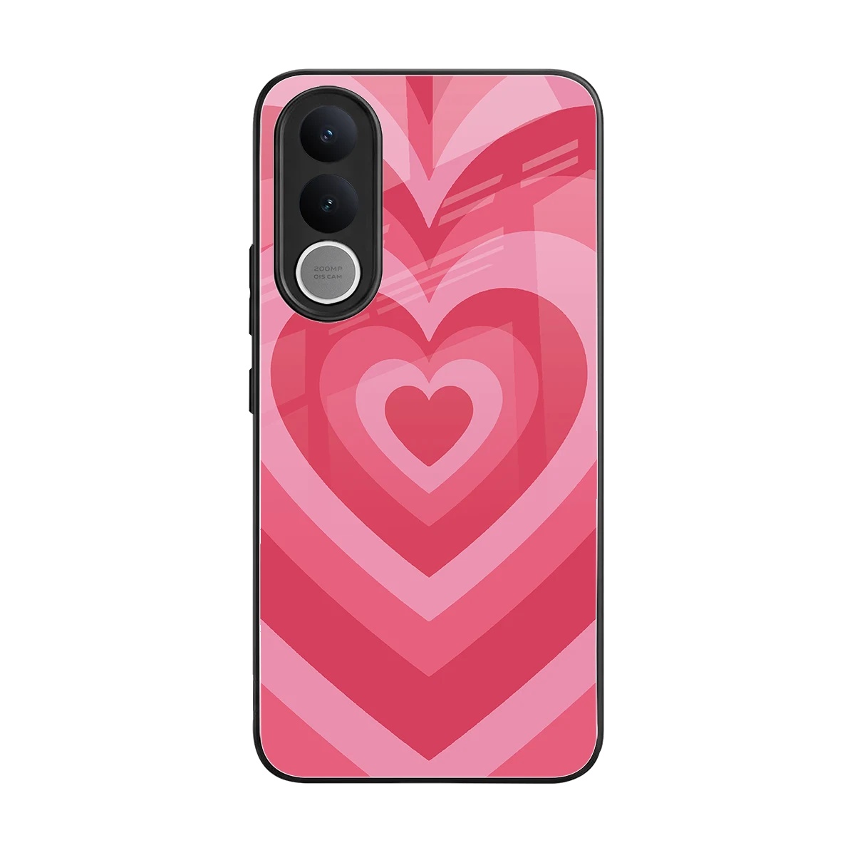Y2K Pink Hearts back phone cover | glass case for vivo v70 fe