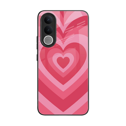Y2K Pink Hearts back phone cover | glass case for vivo v70 fe
