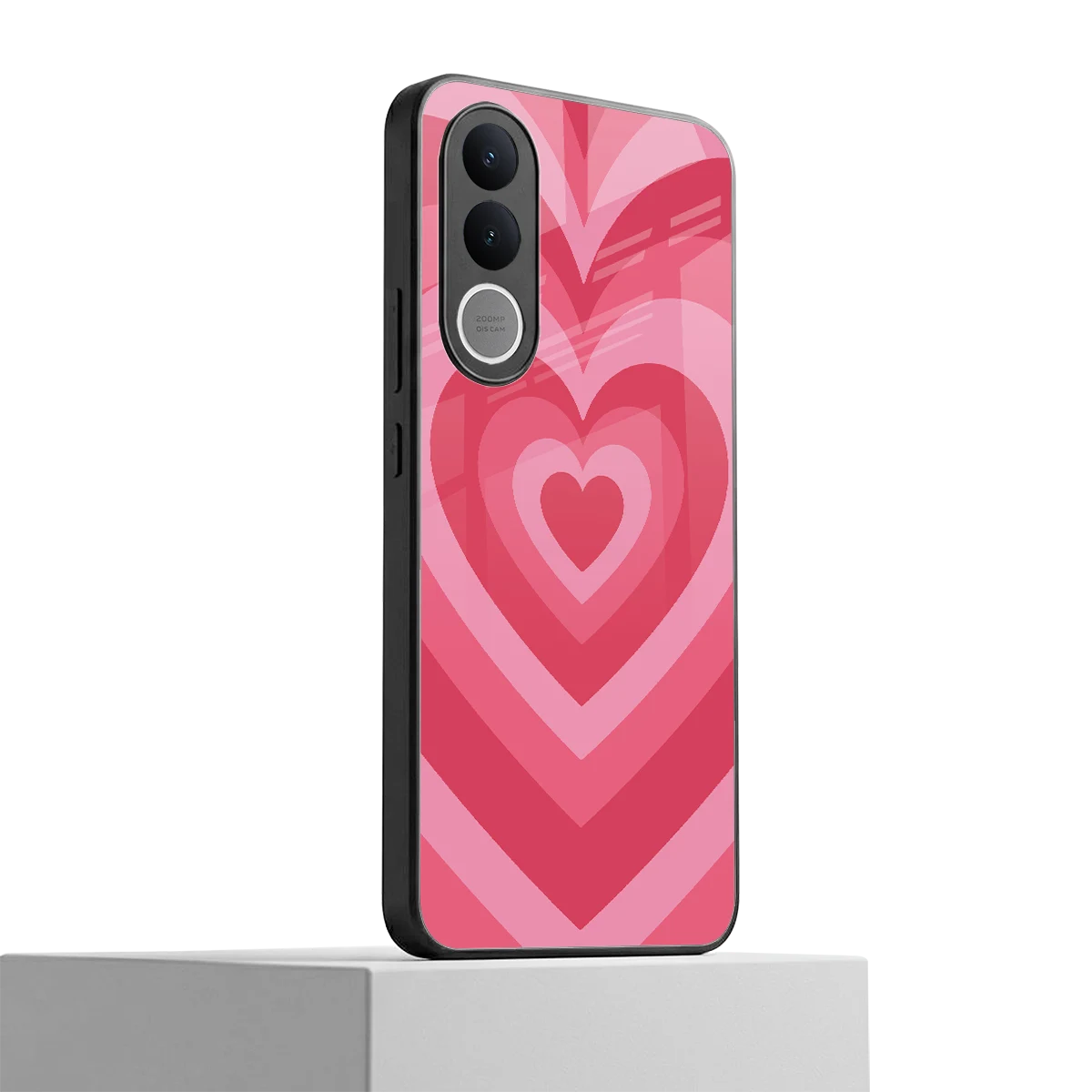 Y2K Pink Hearts vivo v70 fe mobile cover | shockproof glass phone case