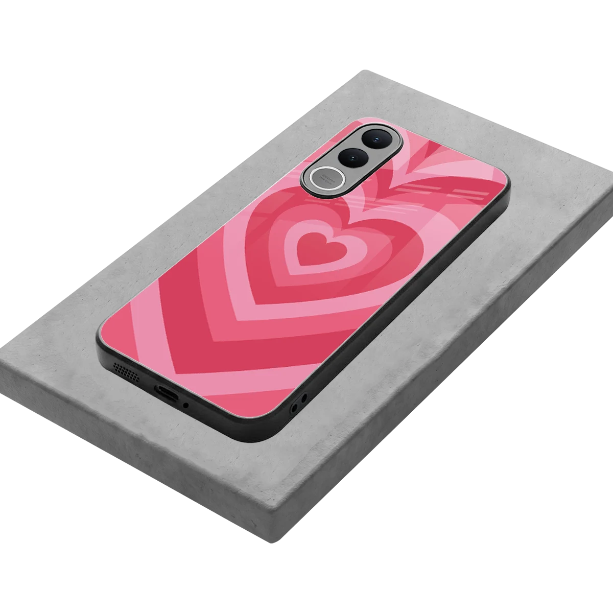 Y2K Pink Hearts stylish phone case for vivo v70 fe | glossy glass and slim fit