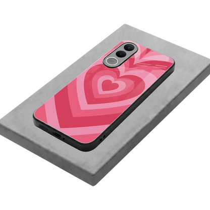 Y2K Pink Hearts stylish phone case for vivo v70 fe | glossy glass and slim fit