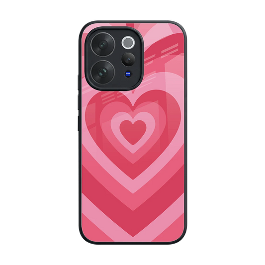 Y2K Pink Hearts back phone cover | glass case for vivo v70 elite