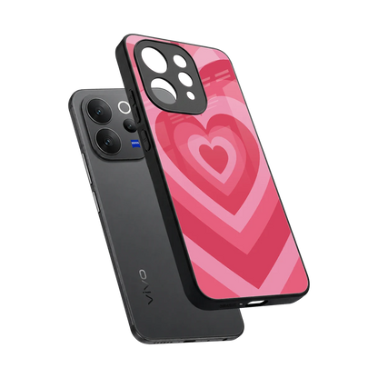 Y2K Pink Hearts sleek vivo v70 cover with tempered glass back and TPU edges