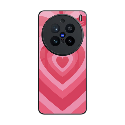 Y2K Pink Hearts back phone cover | glass case for vivo x200 pro