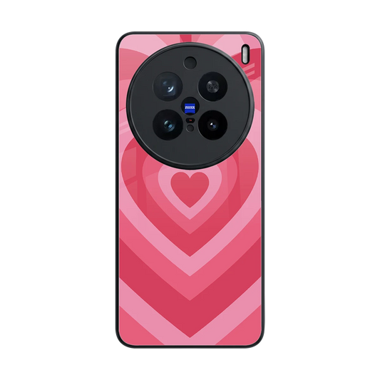 Y2K Pink Hearts back phone cover | glass case for vivo x200 pro