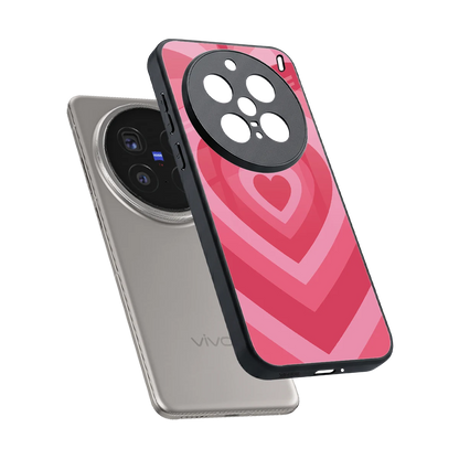 Y2K Pink Hearts sleek vivo x200 pro cover with tempered glass back and TPU edges