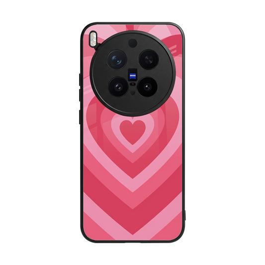 Y2K Pink Hearts back phone cover | glass case for vivo x300 pro