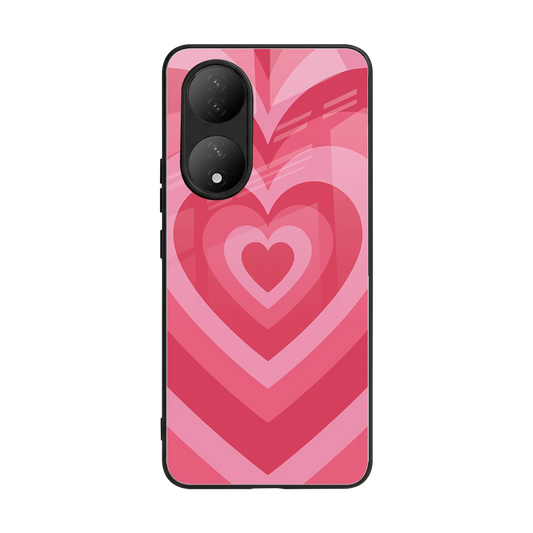 Y2K Pink Hearts back phone cover | glass case for Vivo-y100