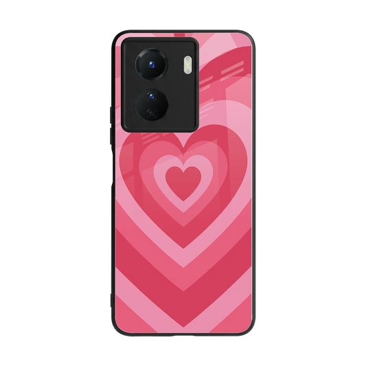 Y2K Pink Hearts back phone cover | glass case for vivo y16