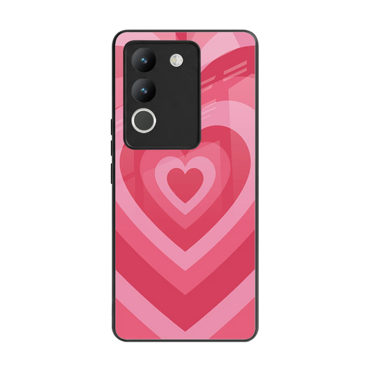 Y2K Pink Hearts back phone cover | glass case for vivo y200 5g