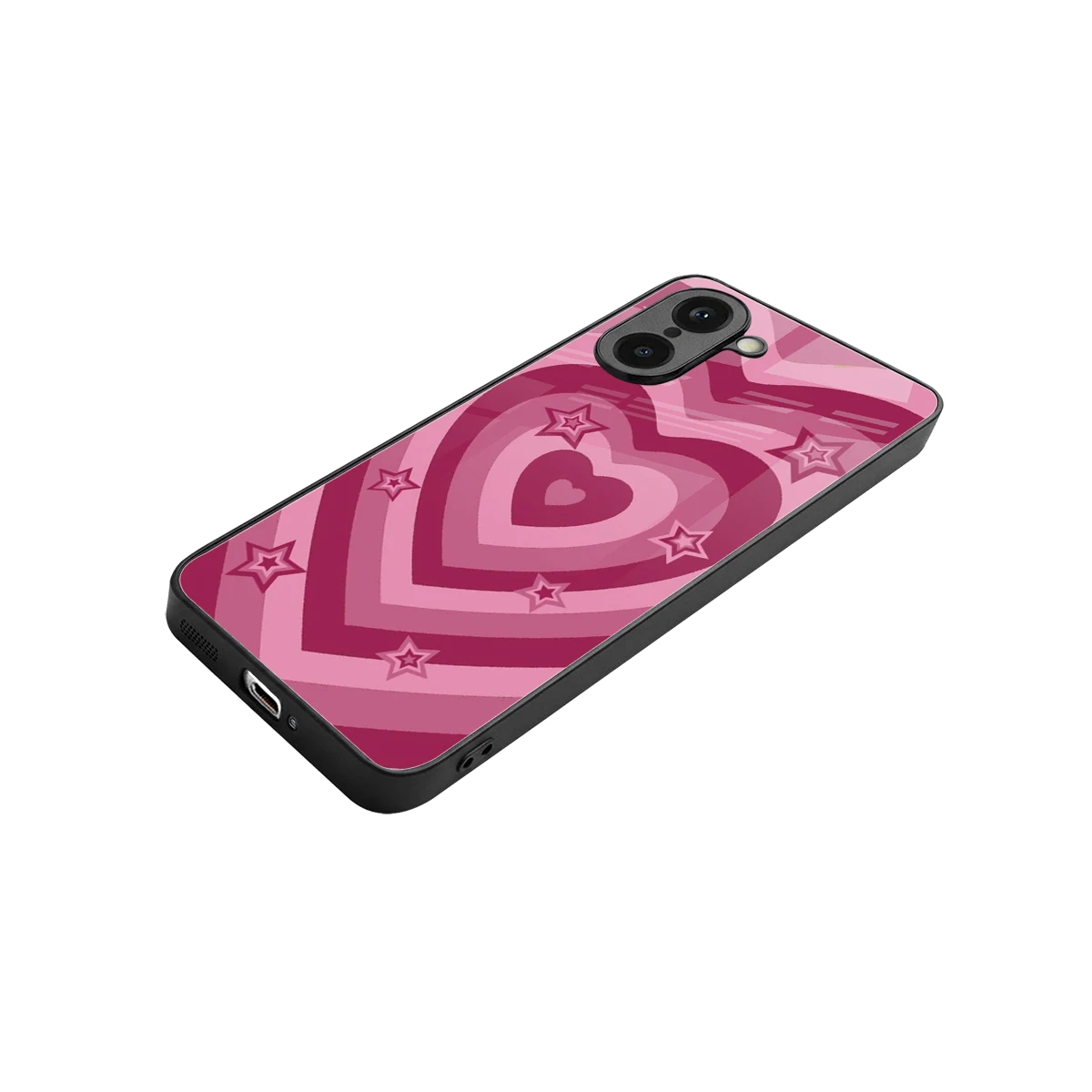 Y2K Pink Hearts X Stars stylish phone case for oneplus nord ce5 5g | glossy glass and slim fit