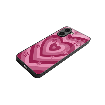Y2K Pink Hearts X Stars stylish phone case for oneplus nord ce5 5g | glossy glass and slim fit