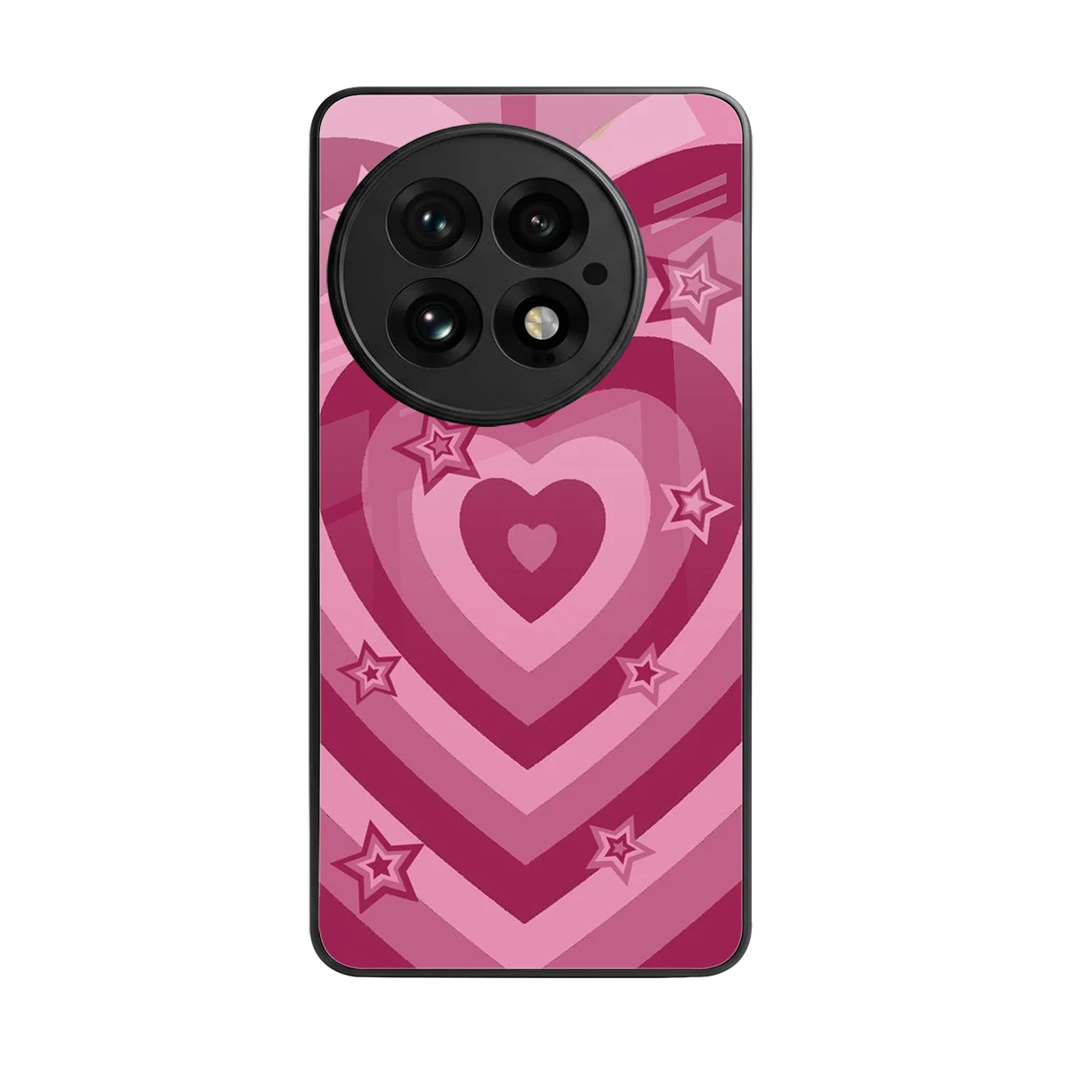 Y2K Pink Hearts X Stars back phone cover | glass case for oneplus 13