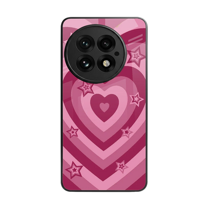 Y2K Pink Hearts X Stars back phone cover | glass case for oneplus 13