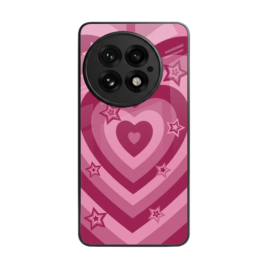 Y2K Pink Hearts X Stars back phone cover | glass case for oneplus 13