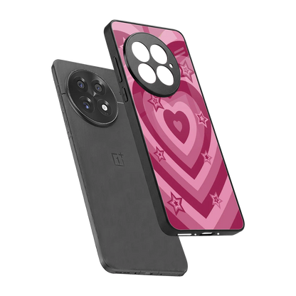 Y2K Pink Hearts X Stars sleek oneplus 13 cover with tempered glass back and TPU edges