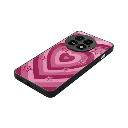 Y2K Pink Hearts X Stars stylish phone case for oneplus 13 | glossy glass and slim fit