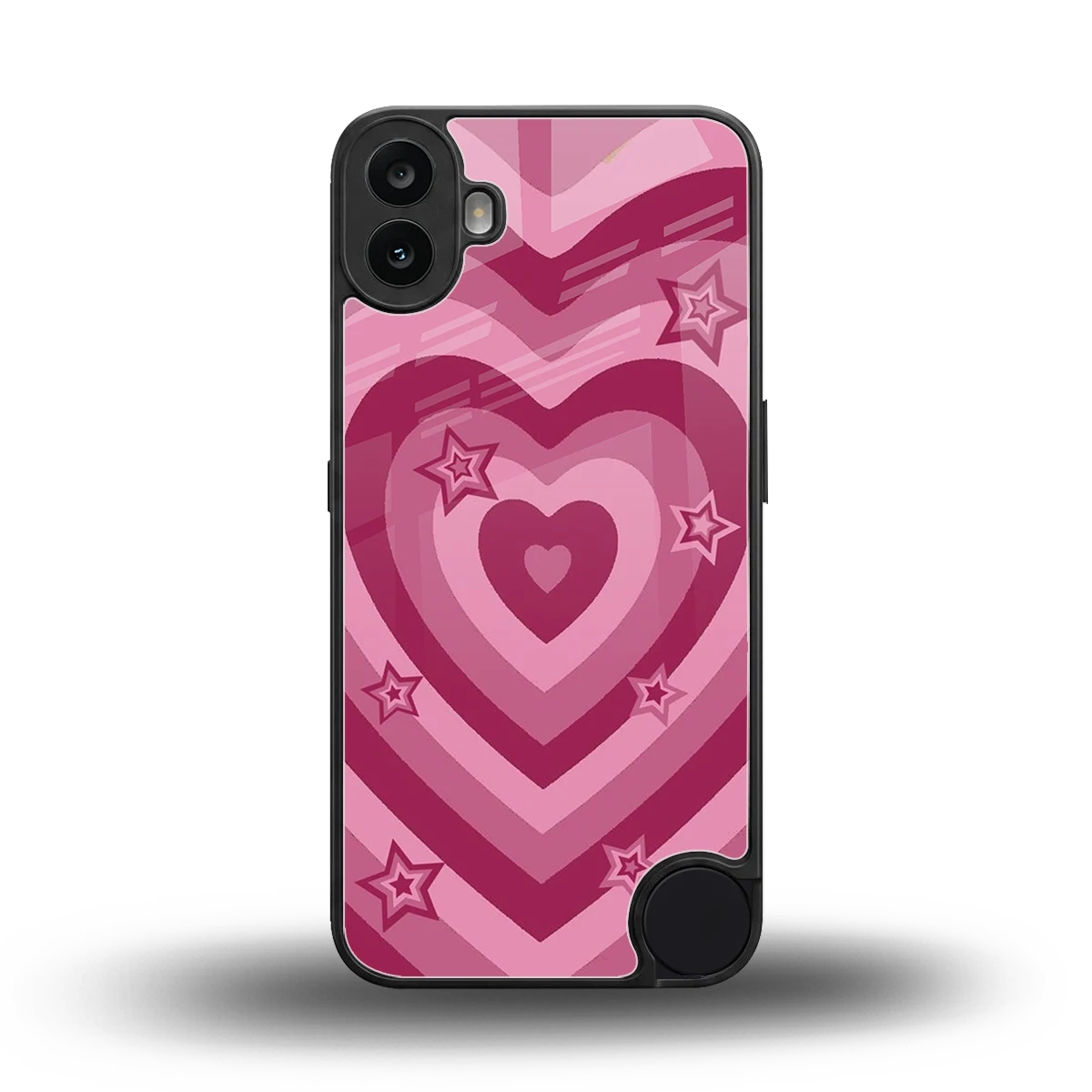 Y2K Pink Hearts X Stars back phone cover | glass case for cmf nothing phone 1