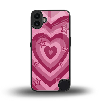 Y2K Pink Hearts X Stars back phone cover | glass case for cmf nothing phone 1