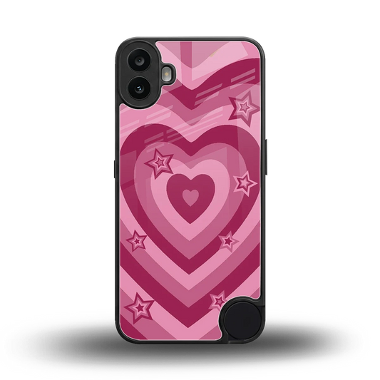 Y2K Pink Hearts X Stars back phone cover | glass case for cmf nothing phone 1