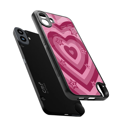 Y2K Pink Hearts X Stars sleek cmf nothing phone 1 cover with tempered glass back and TPU edges