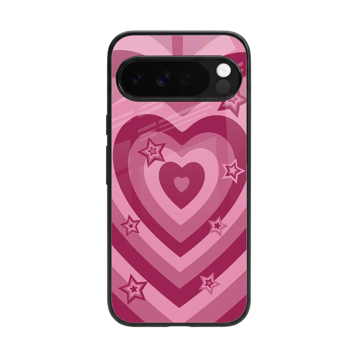 Y2K Pink Hearts X Stars back phone cover | glass case for google pixel 10 pro xl