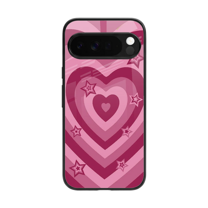 Y2K Pink Hearts X Stars back phone cover | glass case for google pixel 10 pro xl