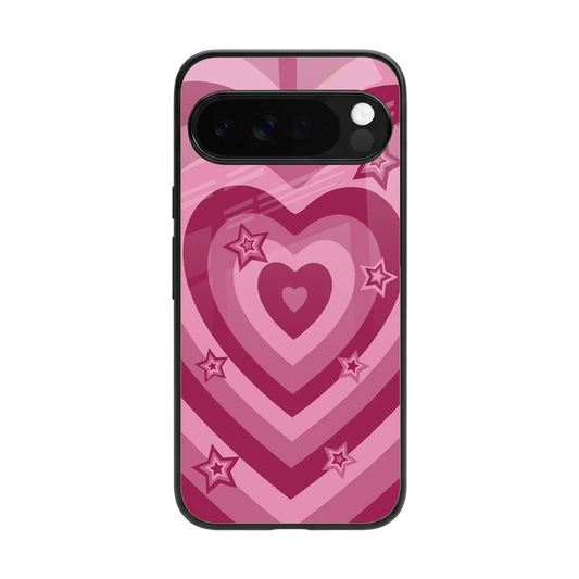 Y2K Pink Hearts X Stars back phone cover | glass case for google pixel 10 pro xl
