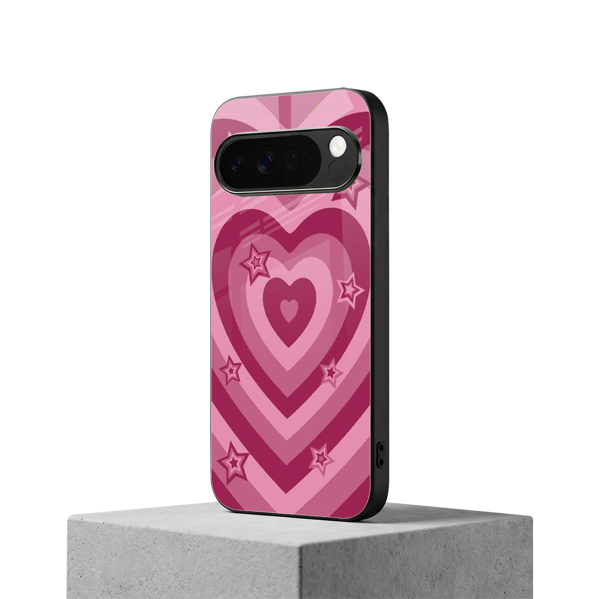 Y2K Pink Hearts X Stars google pixel 10 pro xl mobile cover | shockproof glass phone case