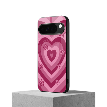 Y2K Pink Hearts X Stars google pixel 10 pro xl mobile cover | shockproof glass phone case