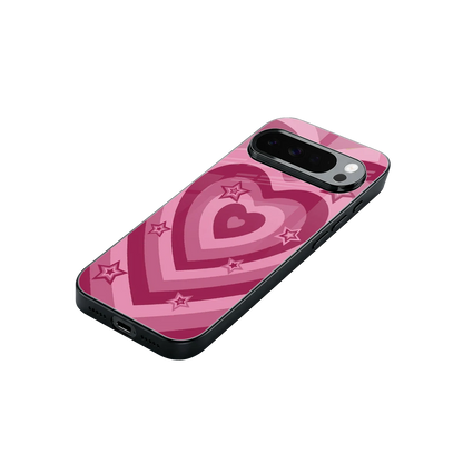 Y2K Pink Hearts X Stars stylish phone case for google pixel 10 pro xl | glossy glass and slim fit