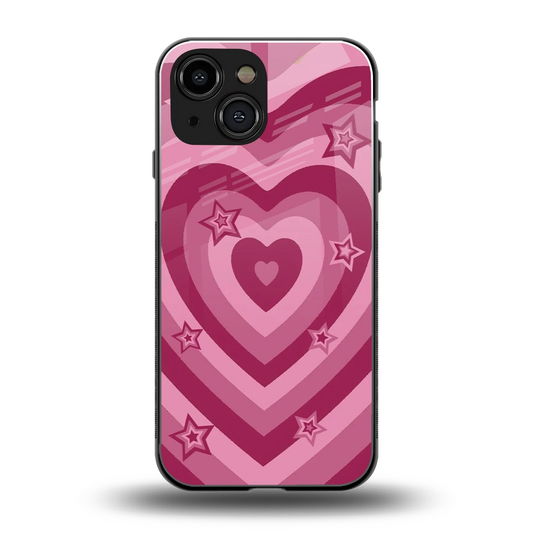 Y2K Pink Hearts X Stars back phone cover | glass case for iphone 12 mini