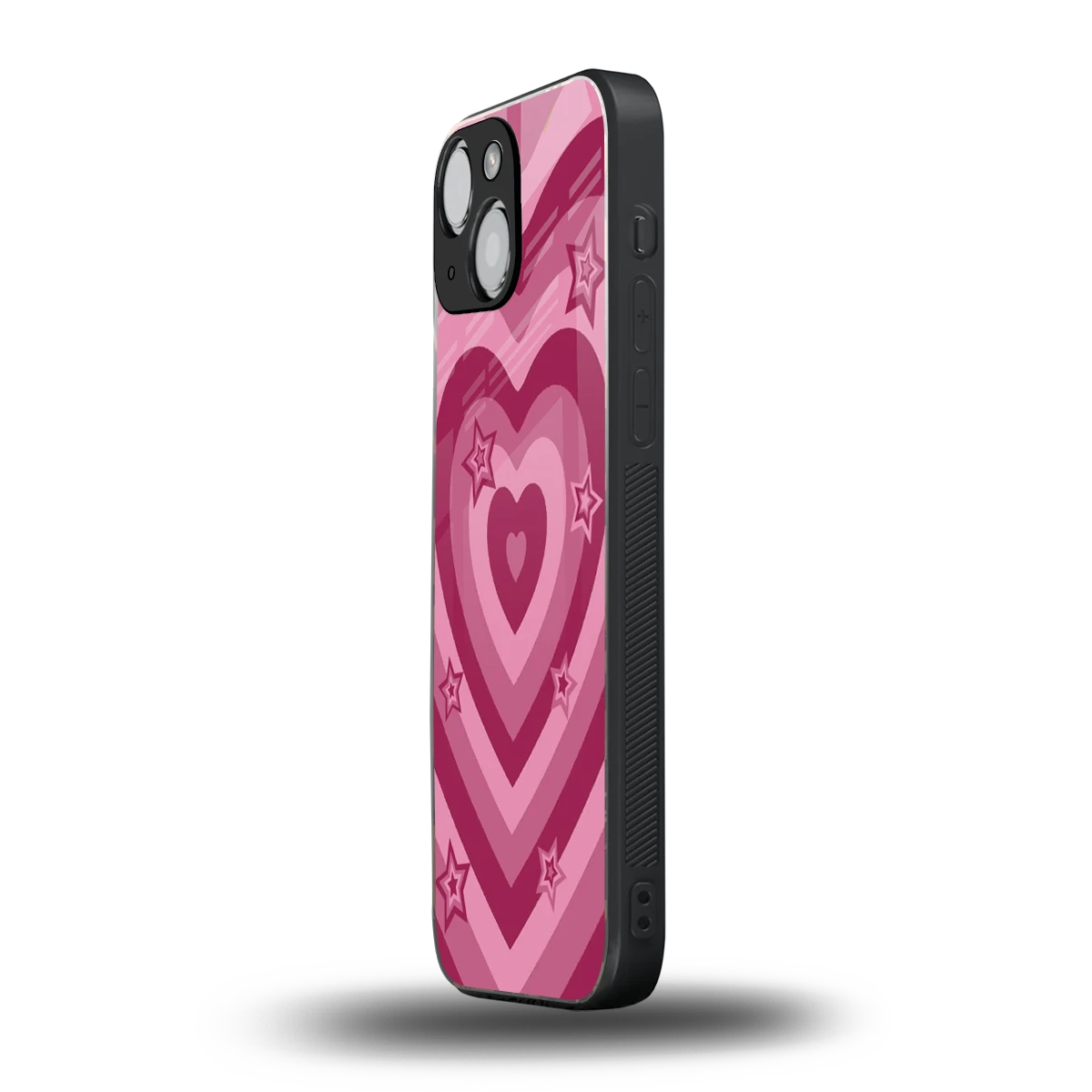 Y2K Pink Hearts X Stars iphone 13 mini mobile cover | shockproof glass phone case