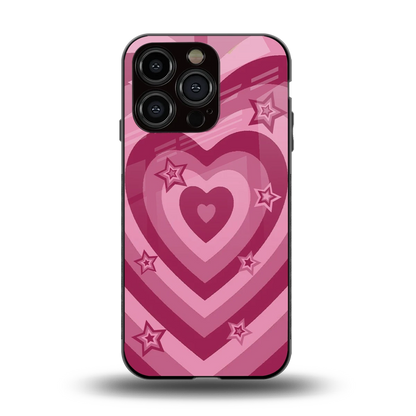 Y2K Pink Hearts X Stars back phone cover | glass case for iphone 13 pro