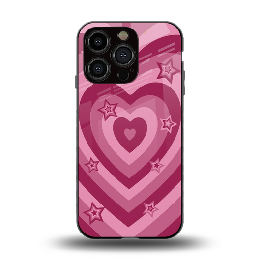 Y2K Pink Hearts X Stars back phone cover | glass case for iphone 13 pro