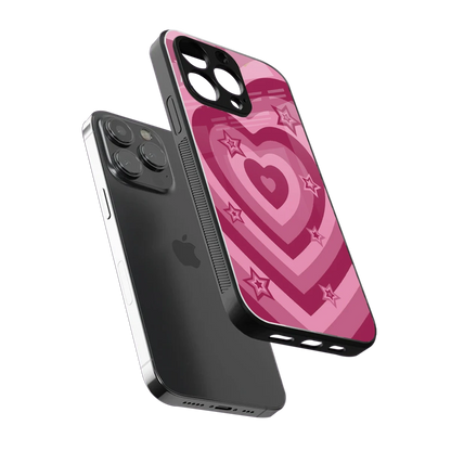 Y2K Pink Hearts X Stars sleek iphone 13 pro cover with tempered glass back and TPU edges