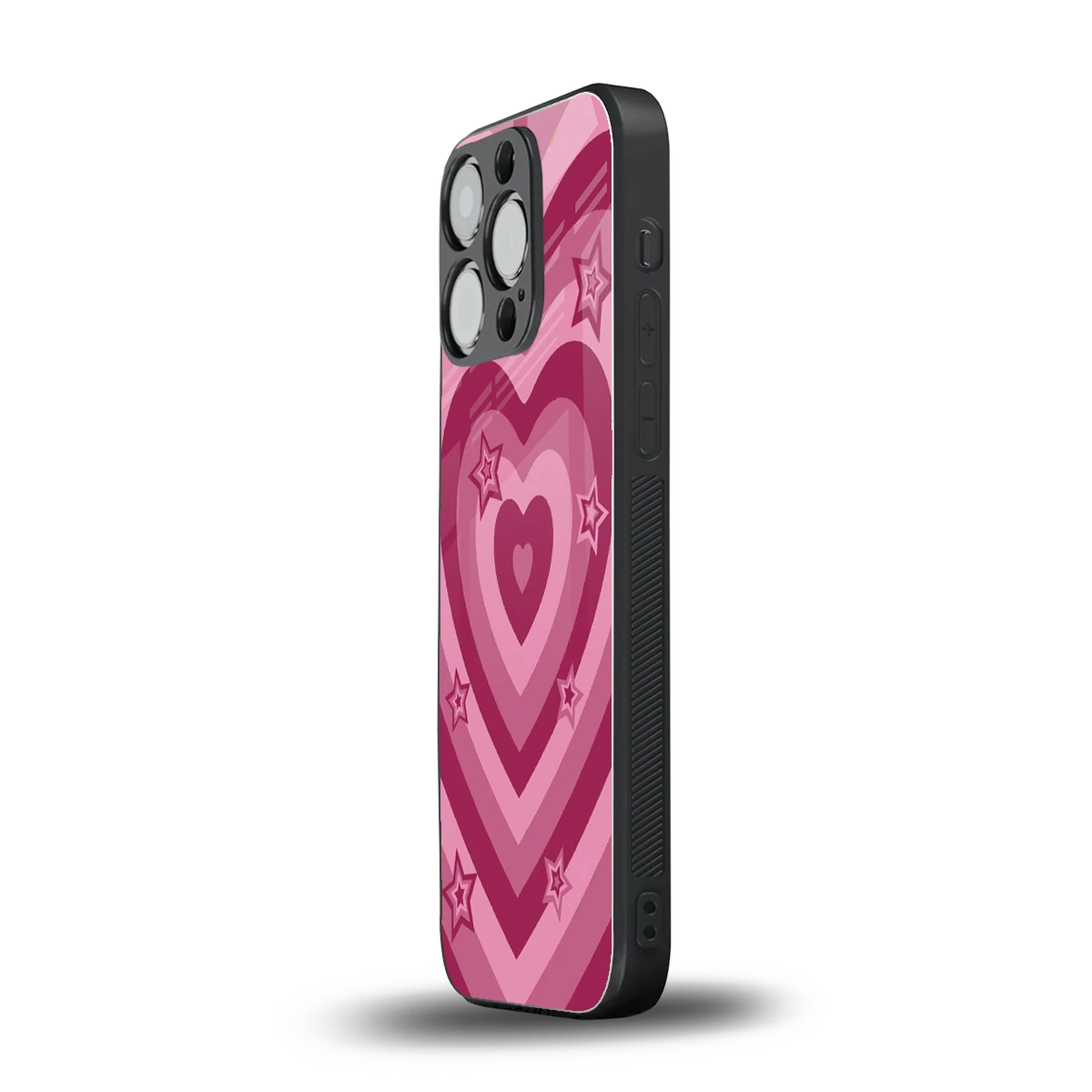 Y2K Pink Hearts X Stars iphone 13 pro mobile cover | shockproof glass phone case
