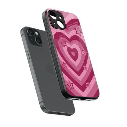 Y2K Pink Hearts X Stars sleek iphone 13 cover with tempered glass back and TPU edges
