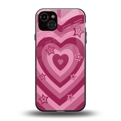 Y2K Pink Hearts X Stars back phone cover | glass case for iphone 14 plus
