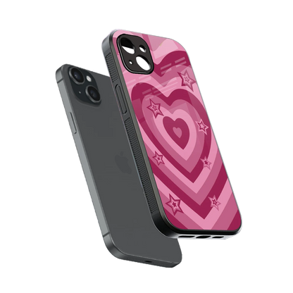Y2K Pink Hearts X Stars sleek iphone 14 plus cover with tempered glass back and TPU edges