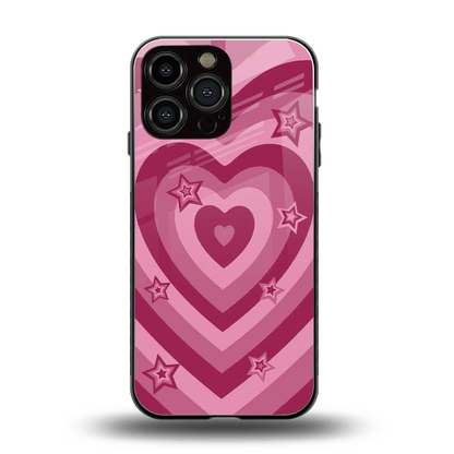 Y2K Pink Hearts X Stars back phone cover | glass case for iphone 15 pro max