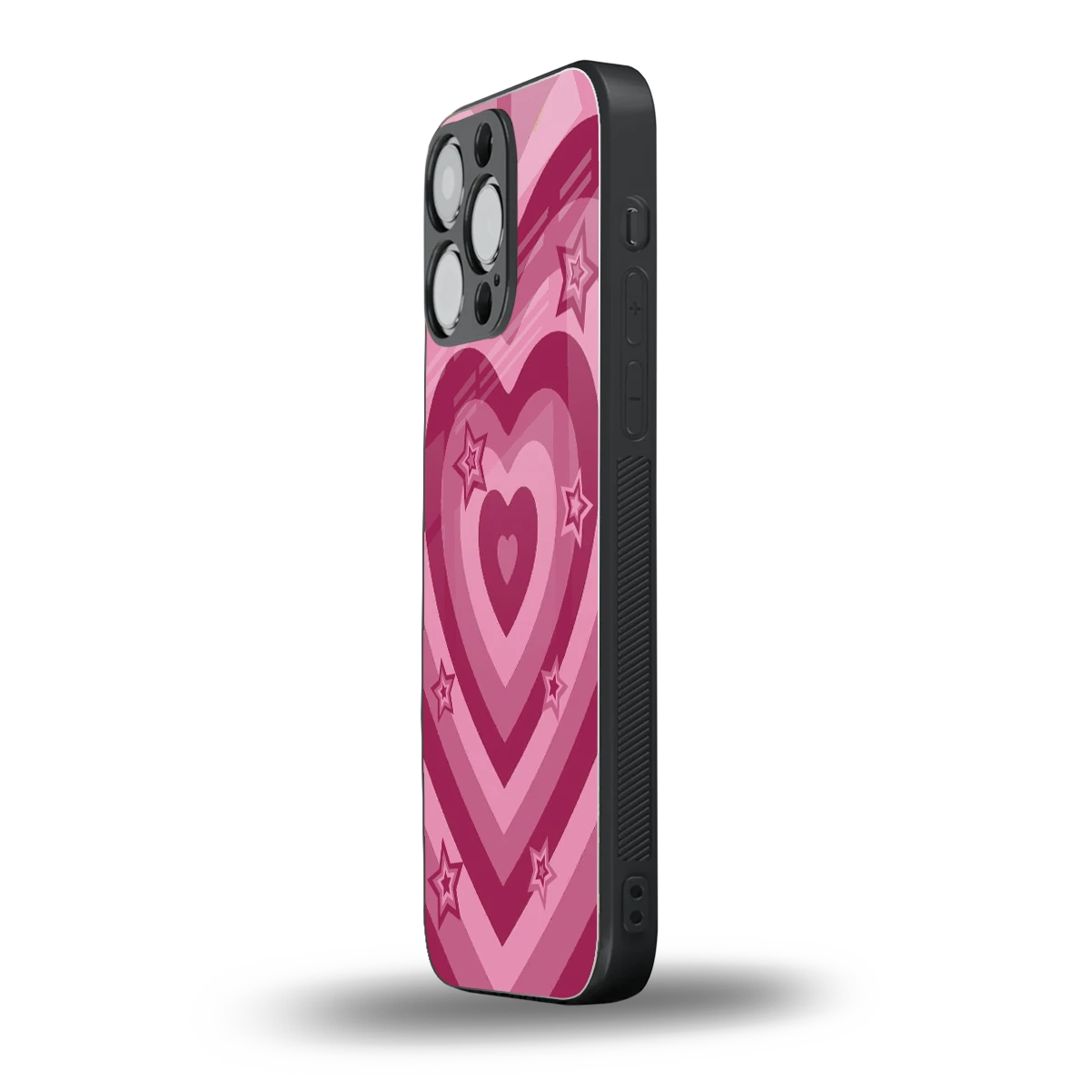 Y2K Pink Hearts X Stars iphone 15 pro max mobile cover | shockproof glass phone case