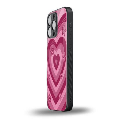 Y2K Pink Hearts X Stars iphone 15 pro max mobile cover | shockproof glass phone case