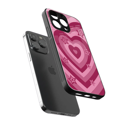Y2K Pink Hearts X Stars sleek iphone 16 pro max cover with tempered glass back and TPU edges