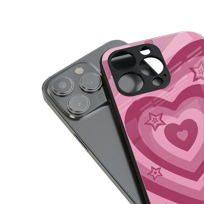 Y2K Pink Hearts X Stars stylish phone case for iPhone 16 | glossy glass and slim fit