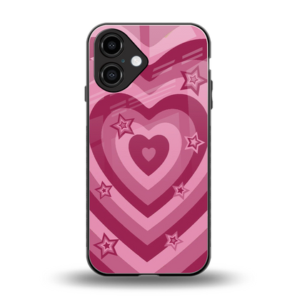 Y2K Pink Hearts X Stars Phone Case for Iphone 16 | Glass Case